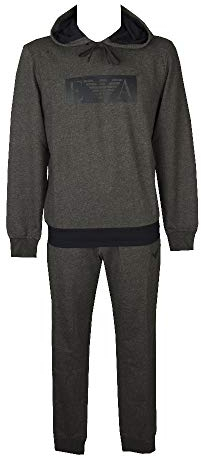 Emporio Armani Sportanzug Mann Herren Loungewear Artikel 111921 0A566 hooded sweater + trousers, 06749 Grigio melange scuro - Dark grey melange, S