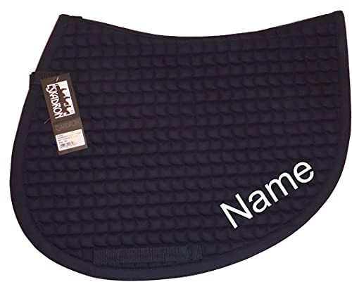 Eskadron Navy Cotton Spring-Schabracke mit individuellem Namen Bestickt, Schriftart:Holli, Garnfarbe Maderia:Grass Green 1988