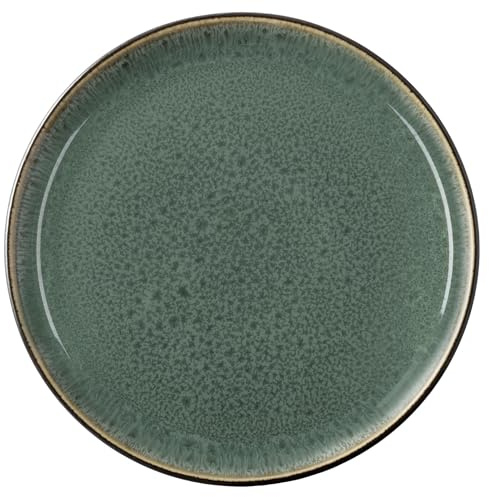 BITZ Gastro Teller, Dessertteller/Kuchenteller aus Steingut, Durchm. 17 cm, Schwarz/Grün