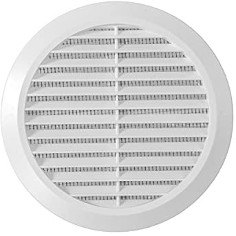 Vent Systems 100 – 150 mm – Color blanco – Cubierta de ventilación – Rejilla de ventilación redonda – Cubierta de parrilla – Protección contra insectos integrada – para baño, oficina en casa, cocina.
