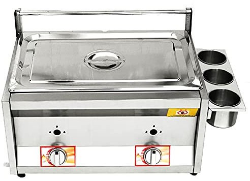 Friggitrice Professionale a Gas con Portaspezie e Coperchio, Fornello da Esterno in Acciaio Inossidabile, Friggitrice per Patatine Fritte per Patatine Fritte Cucina Domestica del Ristorante