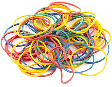 D.RECT Rubber band rubber ring bands for household, work, office, reusable, durable, 100 grams bag assorted colours