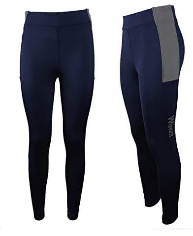Horses, Leggins da Donna Wonder, Grip Antiscivolo al Ginocchio, Tessuto Elasticizzato, vestibilità Aderente, Leggeri e Confortevoli, Colore Blu, L