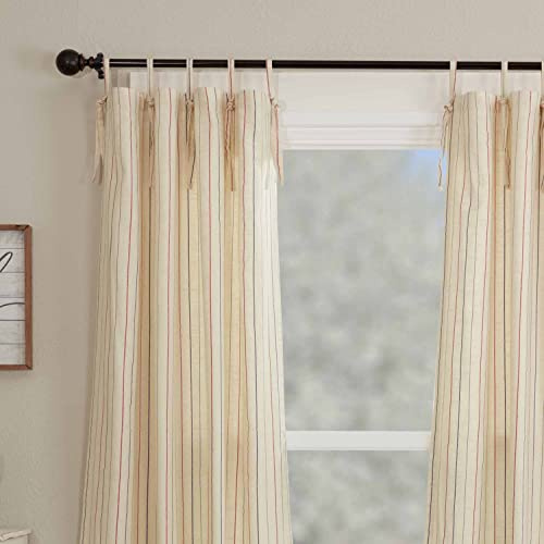Betsy Stripe Tie Top Panel Curtains, Set of 2 Tab Panels, 84 L x 40 W, Farmhouse, Country, Patriotic, Primitive Americana Drapes