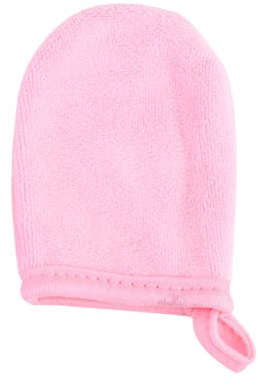3 Pack Pink Facial Cleaning Gloves for Makeup Removal Reusable | Polyester Cotton, Washable Surface Care, Soft Hand Mitt Set, Suitable for Salon Routines and Daily Use
