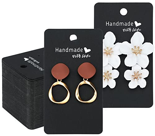 G2PLUS 200 Stück Ohrringe Displaykarten,5x9CM Ohrhänger Display-Karten, Schwarz Kraftpapier Ohrringe Karten, Hängen Ohrringkarten für DIY Ohrstecker und Ohrringe