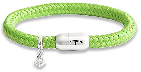 Paris Montana Das Original Sylt Gravur Segeltau Unisex Armband Mit Anker Anhänger Unisex Geflochten Handmade Hochwertiger Magnetverschluss Durchmesser 8mm (Grün, 19.00 CM)