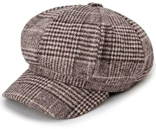 QI YUAN Ballonmütze Damen Winter Newsboy Cap Barett Schirmmütze Kappe Cabbie Mütze (Khaki)