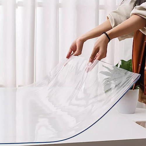 FLAVYO Copritavolo Trasparente, Copritavolo Trasparente Spesso 1,5 Mm, Proteggi Tovaglia in PVC Impermeabile, Proteggi Tovaglia Trasparente in Plastica per Tavolo da Pranzo (100x100cm/39x39in)