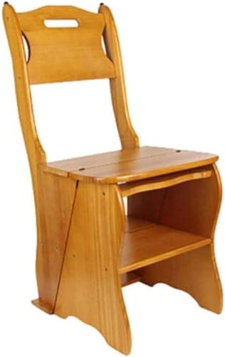 RRraw Stuhl TrittleiterKlappbarer Tritthocker Holzleiter-Design mit Leiterhocker und Ablagefach Multifunktions-Massivholz faltbar