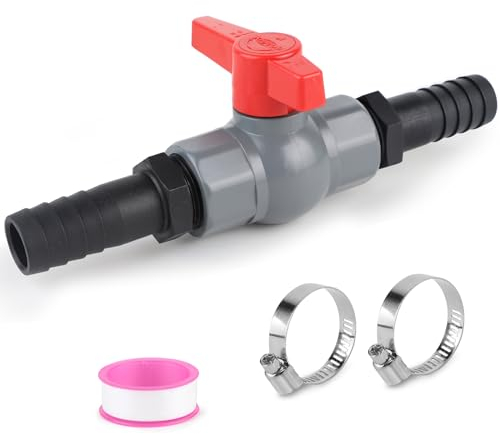 SWAWIS Válvula de bola con conector de manguera de PVC, válvula de cierre para piscina, incluye 1 válvula de rosca interior 1 (32 mm) y 2 boquillas