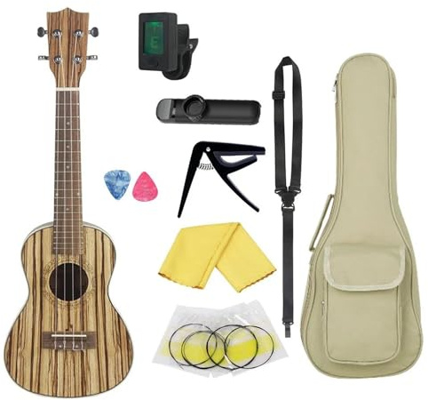 Professionelle Ukulelen 24 Zoll Ukulele Zebra Holz Ukulele Gitarre 4 Saiten Ukulele Mit Stimmgerät Gurt Kapodaster Saiten Teile