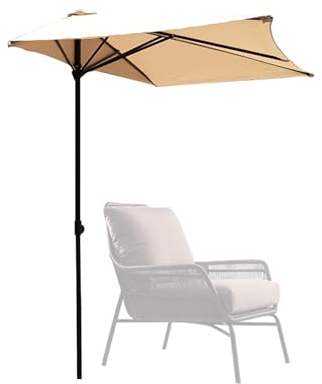 250×130cm Parasol Extérieur Demi-Rectangulaire, Parasol Mural Réglable en Hauteur avec 5 Baleines, Parasol pour Balcon, Jardin, Terrasse, Appartement
