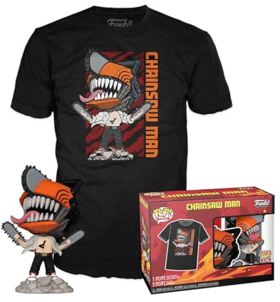 Funko Pop! & Tee: CSM - Chainsaw Man Leapingv - Medium - T-Shirt - Clothing with Vinyl Collectible Figure - Gift Idea - Toy and Short Sleeve Top for Adult Men and Women - Anime Fans