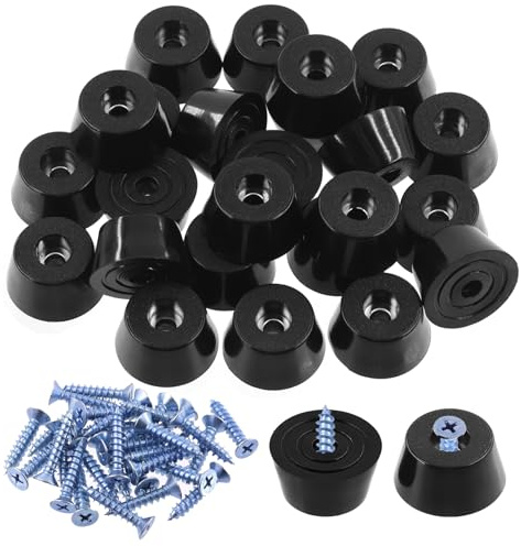 Keadic 49Pcs Non-slip Rubber Feet for Cutting Board, 30 * 22 * 15MM Black Furniture Slider Glide Pad Floor Protector with Built-in Gasket and Screws for Wooden Furniture Chair Tables Sofa