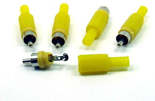 PQMEGA 5 pcs. x RCA Cinch Male connector 1 way Yellow Plastic #A2641