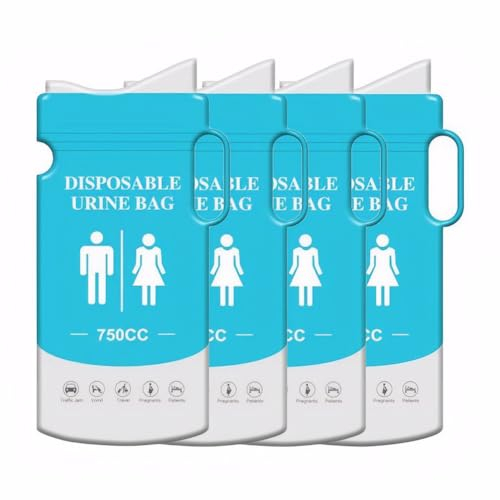 JUCHRZEY 750 ml Einweg-Urinbeutel mit Griff, Notfall-Toilettenbeutel, Erbrechensbeutel, Reise-Urinale for Männer, Frauen, Schwangere Patienten, Kinder, Reisen, Auto, Camping, Wandern