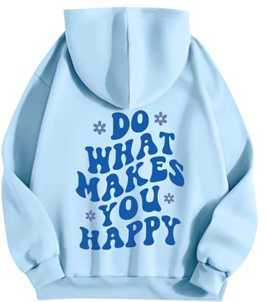 Splrit-MAN Temu Women's Pink Palm Puff Hoodie (Sky Blue, Xl)