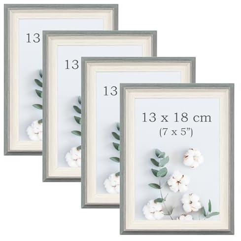 YoHyien Bilderrahmen 13x18 4er Set, Freistehende Fotorahmen 18x13 für Den Schreibtisch, Bilder Rahmen mit Plexiglas zur Wandmontage, Picture Photo Frame for Wall (Salbeigrün, 13 x 18 cm)