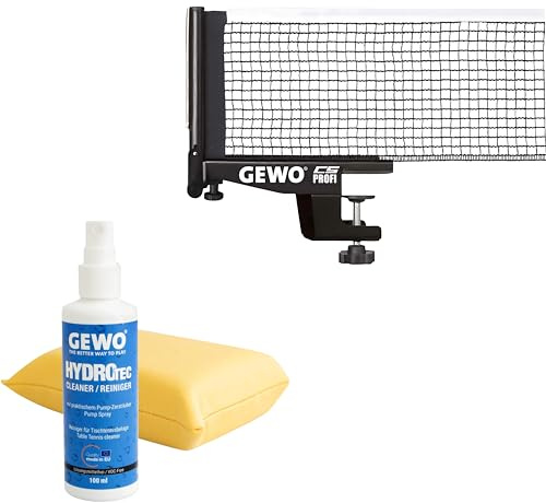 GEWO CS Profi Tischtennisnetz - Professionelles Tischtennis-Netz für die Tischtennisplatte - Massive Metallgarnitur mit Höhenverstellschraube und strapazierfähiger Netzstruktur, schwarz, 183cm lang