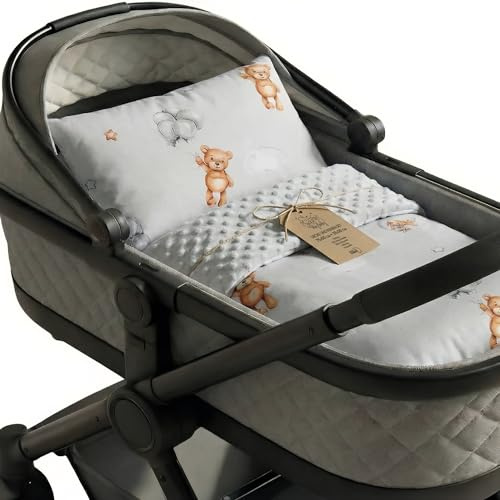 Babytäcke Mysig babyfilt Vinterfilt med plyschtyg 75x60 cm + kudde 35x30 cm - Barnfilt Barnvagnsfilt Babyfiltar Barnvagnstäcke och Startpaket för nyfödda och barn Oeko-Tex Bomull, Polyester