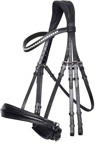 Imperial Riding IRH Fria Kandarenzaum ohne Zügel, anatomisch geformt, weiche Schafslederpolsterung, Schwarz, Cob