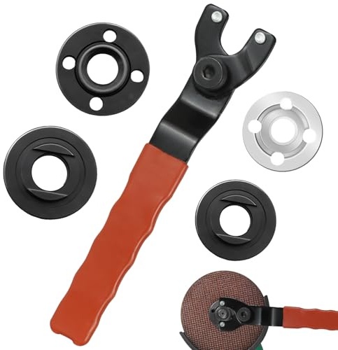 Angle Grinder Adjustable Spanner, Universal 8-48mm Angle Grinder Key | Spanner with Anti-slip Handle, Hexagonal Wrench & 4 Flanges for Fast, Secure Wheel Replacement in Workshops