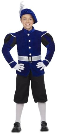 My Other Me - Disfraz de Paje infantil unisex con gorro, chaqueta, cinturón y pantalón en azul y negro talla 10-12 años. Descubre el mundo mágico con este encantador atuendo de cuentos