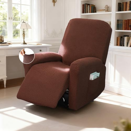 AnkekolyStar Sesselbezug, Relaxsessel Sesselbezug Stretchhusse mit Taschen, All-Inclusive Streifen-Jacquard Sesselschoner für Fernsehsessel Liege Sessel