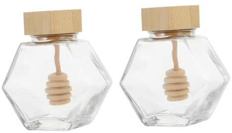 MUELODSIC Tarros De Miel De Cristal Transparentes 100 Ml Tapa De Madera Hermética, Frascos Sellados Para Almacenamiento Fresco, Adecuado Para Conservar Miel Cocina, Pack De 2 Unidades