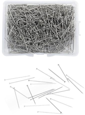 1000 Stück Stecknadeln ohne Kopf, 30mm Stahl Stecknadel mit Kasten Schneiderin Pin für Quilten Schmuck Basteln Nähen Kurzwaren