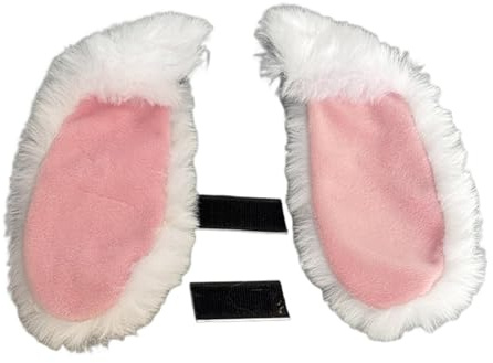F Fityle Oreilles de Lapin Décoratives pour Casque, Décoration de Casque Autocollante en Peluche, Faciles à Coller sur Accessoires de Cyclisme, pour Hommes, Femmes, Escalade, Skateboard et Ski, Blanc