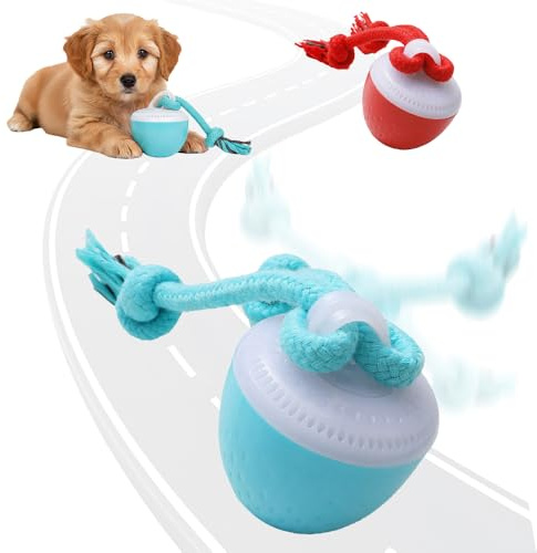 comepew Interaktives Hundespielzeug, 2026 Neu Smart Automatisch Rollender Ball mit 3 Modi HundegeBell, Hundespielzeug Mit Schnur Katzenspielzeug Elektrisch 360° Interactive Dog Toys (R+B)