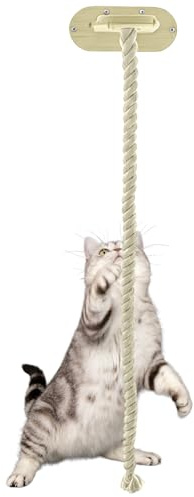 Climbing Rope - 150cm Cat Climbing Rope | Cat Ropè, Durable Wood And Cotton Scratching Post – Window Suction Climbingtoy – Interactive Scratcher For Cats – Home Apartment Dormitory Living Room Balcon