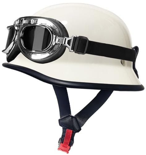 Caschi Motociclista Jet E Demi-Jet Retrò ECEDOT Omologato Mezzo Casco Moto Jet Casco Scodella Portatile con Occhiali Mezzo Elmetto da Moto Retrò per Uomo Donna Caschi Scooter H,XXXL=65~66CM