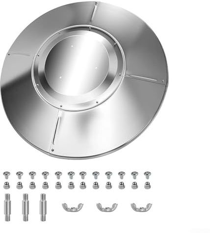 UrbanHui Aluminium-Terrassenheizungs-Reflektor-Schild, Regenschirmkuppel, Ersatzabdeckung, rostbeständiger Hitzeschutz für Gas-Propangas-Heizungen, silberfarben, 1 Packung (4 + 1 mit Abstandshalter)