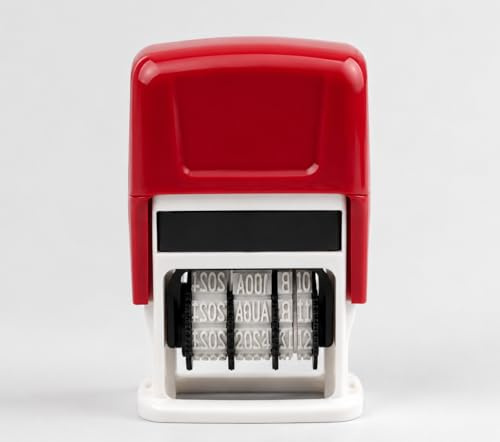 Automatischer Datumsstempel mit offenem Boden, Rot, selbstfärbend, Datumsformat, verstellbar, für Dokumente und Post