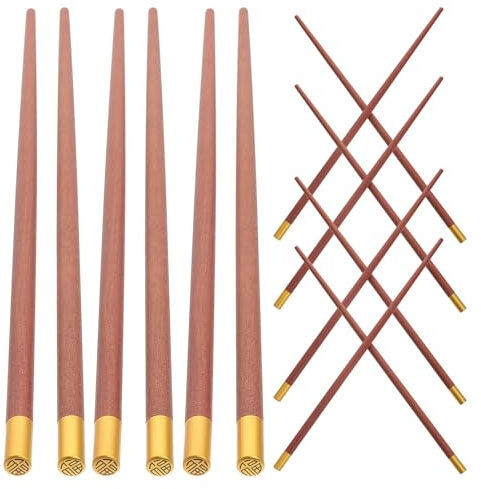 SUPVOX 10 Pairs of Elegant Red Sandalwood Chopsticks with Metal Tips, Lightweight and Corrosion Resistant, for China Hot Pot and Korean BBQ, Reusable and Sturdy Dining Accessory