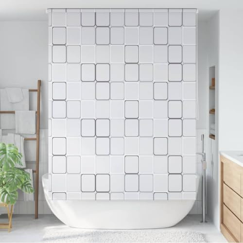 Sophrelle Persiana Enrollable de Ducha Cuadrados 160x240 cm Blanco,142851