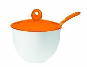 Guzzini Zuccheriera con Cucchiaino, Modello Feeling in Porcellana Arancione, Modern Style