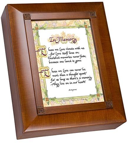 Cottage Garden in Memory Old World Script Woodgrain Remembrance Keepsake Box