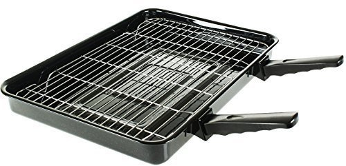 4YourHome Superior Large Oven Grill Pan & Rack with Detachable Handles for AEG, Creda, Hygena Cookers - 385mm x 260mm (Wire Grid) 420mm x 300mm (Metal pan)