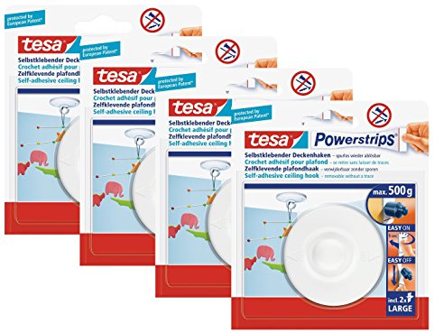 tesa Powerstrips Deckenhaken (4 Haken)