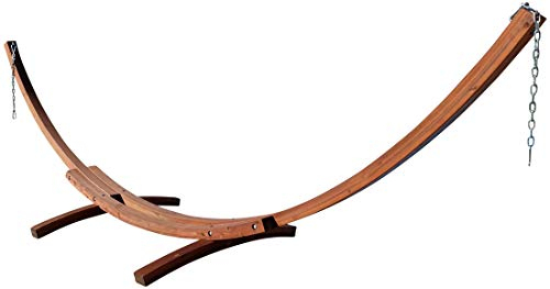 ALEOS. AS-S 410cm XXL Luxus Hängemattengestell Limited Edition Gestell aus Holz Lärche ohne Hängematte Edelstahl Ketten Karabiner und Schrauben