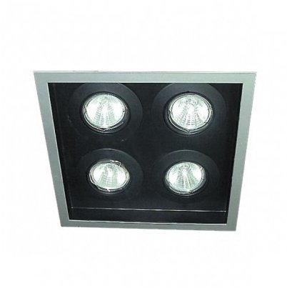 CLE LED/Halogen Deckeneinbauleuchte YK14-CTS-Niedervolt max. 4x 50W alu grau/schwarz