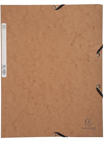 Exacompta 55524E 25er Pack Einschlagmappen. Aus extra starkem Colorspan-Karton DIN A4 mit 2 Gummizügen, 3 Klappen und Rückenschild tabakbraun Sammelmappe Dokumentenmappe