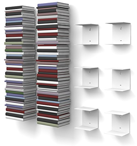 D-SEGNO Bücherregal Schwebend aus Metall – Wandregal Weiß für Bücher, Hängeregal mit Unsichtbarem Design, Regal Wand Platzsparend – Made in Italy