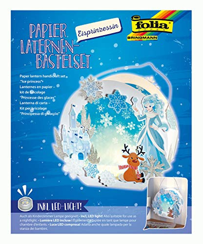 folia 68107 - Laternen - Bastelset, Eisprinzessin, inklusive Laternenstab und LED-Licht