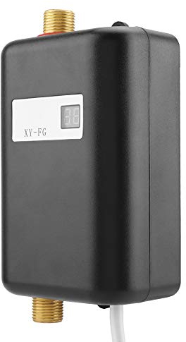 EATAN Chauffe-eau instantané 220V 3800W Mini chauffe-eau instantané avec afficheur LCD pour salle de bains cuisine/vaisselle/vaisselle de table (prise UE)(noir)