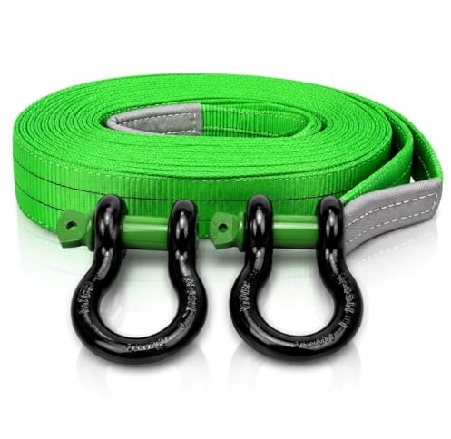 Desert Fox Winch Berge Set mit 2 x 7/8 Schäkel u. 14t 6m Baumgurt Abschleppseil Abschlepp Gurt Baum Fällarbeiten entspricht EN 1492-1